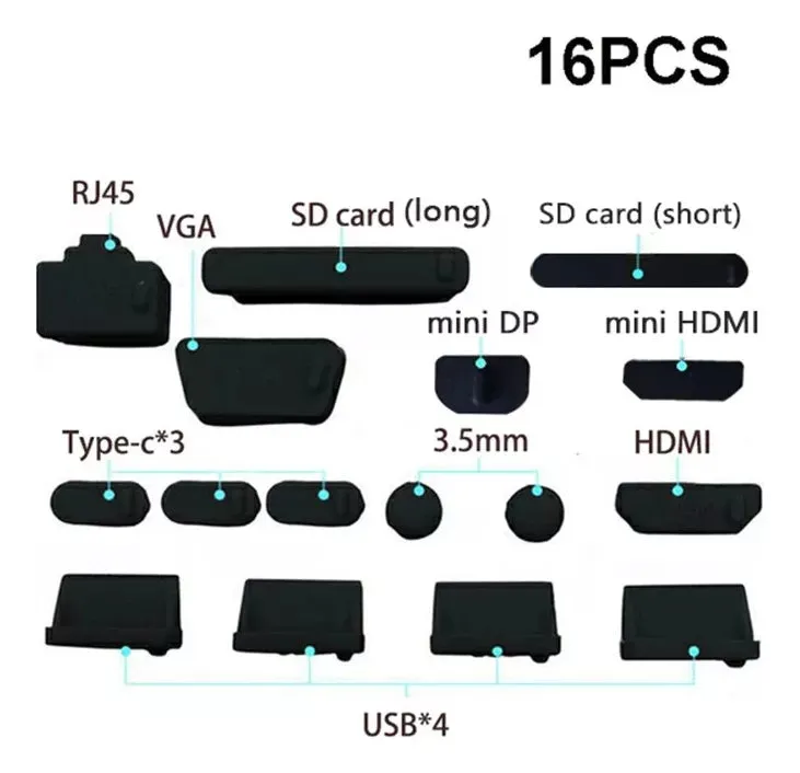 14432 2t-341 Tapones de polvo laptop 16 Pzas
