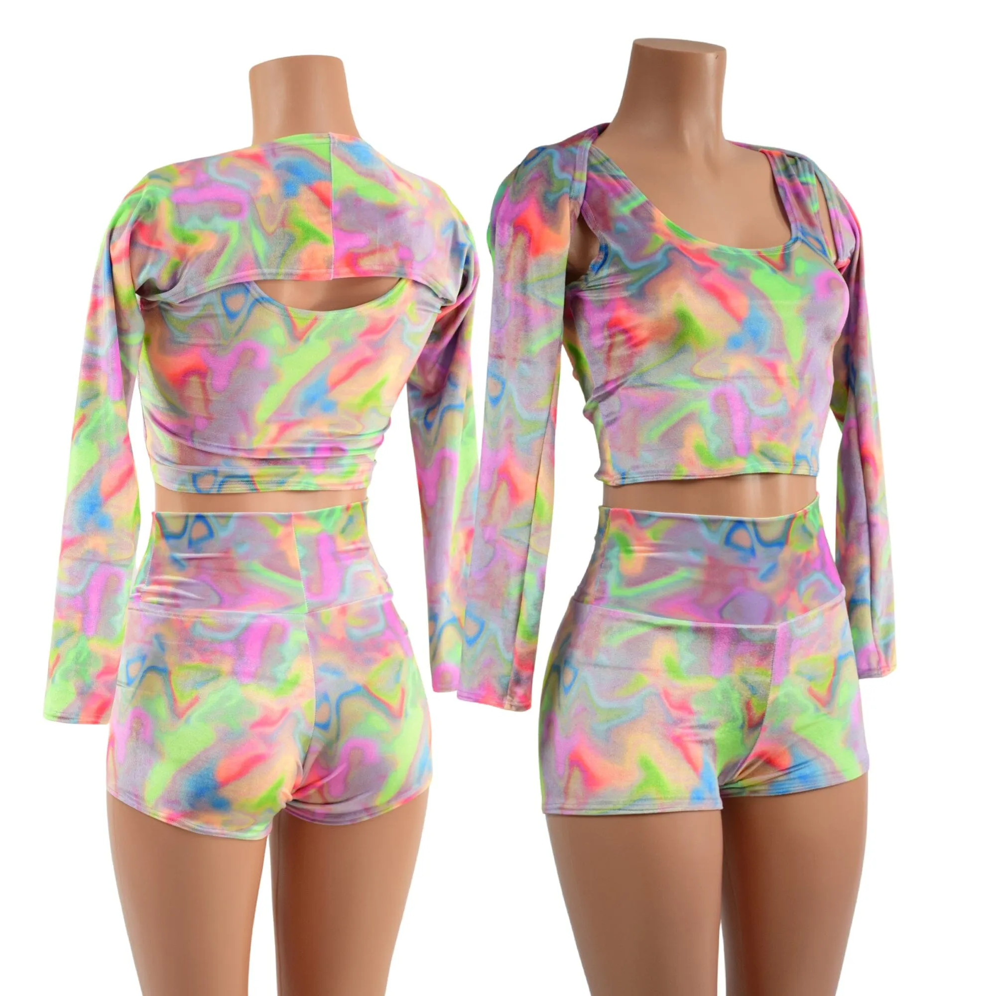 3PC Crop Tank, High Waist Shorts, and Samba Sleeve in Mirage Velvet