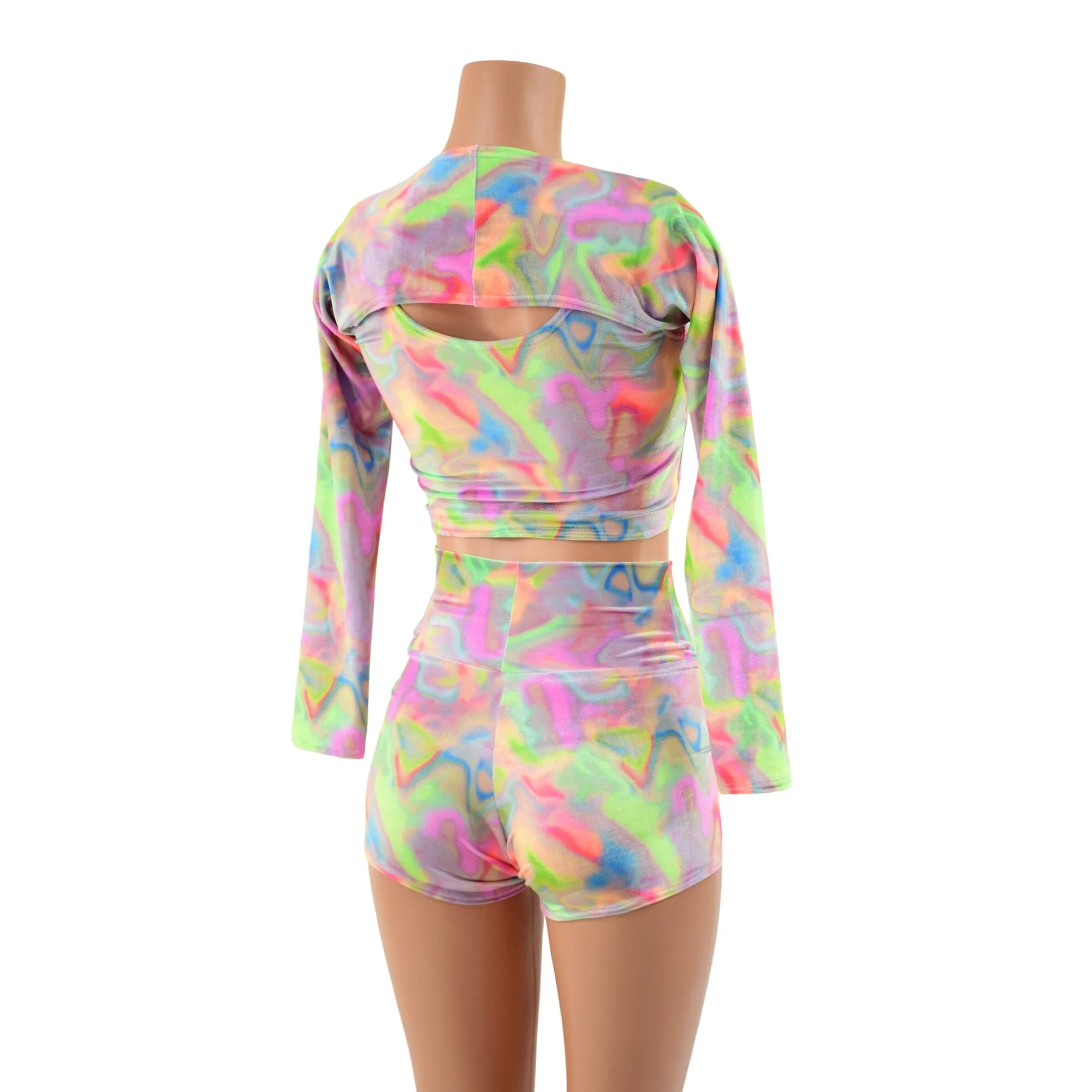 3PC Crop Tank, High Waist Shorts, and Samba Sleeve in Mirage Velvet