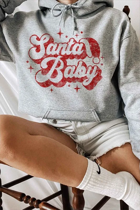 Alphia Santa Baby Christmas Graphic Hoodie Plus Size