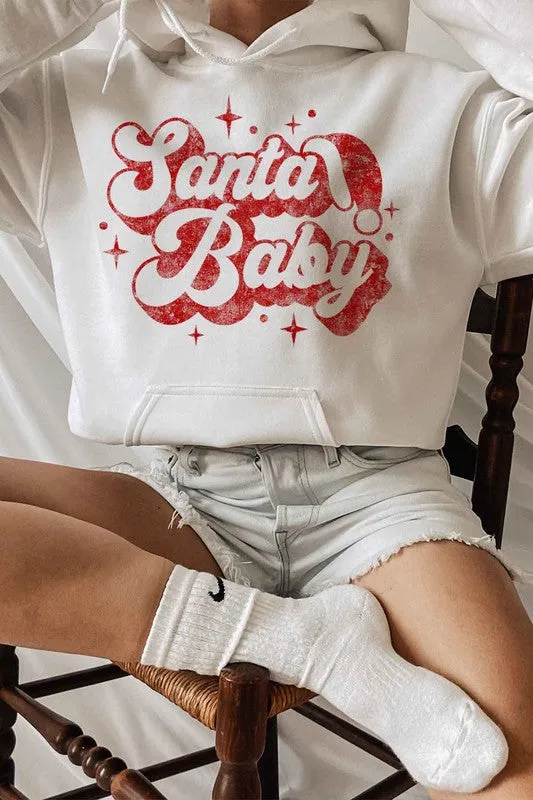 Alphia Santa Baby Christmas Graphic Hoodie Plus Size