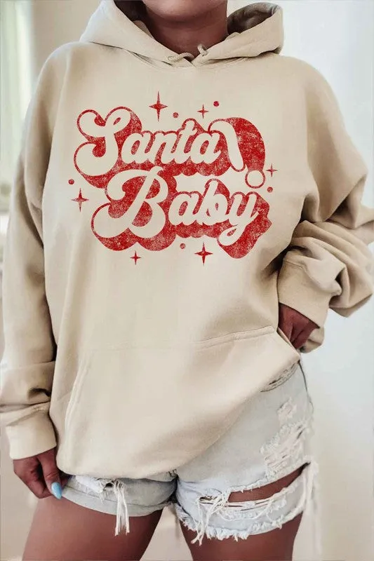Alphia Santa Baby Christmas Graphic Hoodie Plus Size