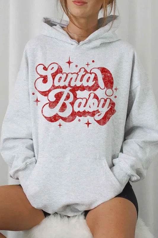 Alphia Santa Baby Christmas Graphic Hoodie Plus Size