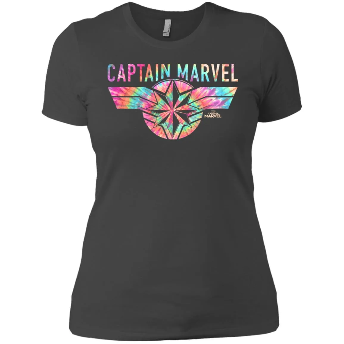 Captain Marvel Logo Banner Tie Dye Colors Women Cotton T-Shirt