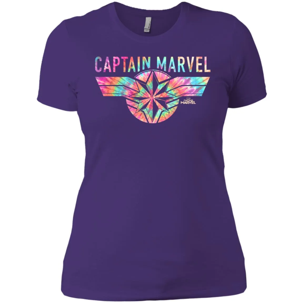Captain Marvel Logo Banner Tie Dye Colors Women Cotton T-Shirt
