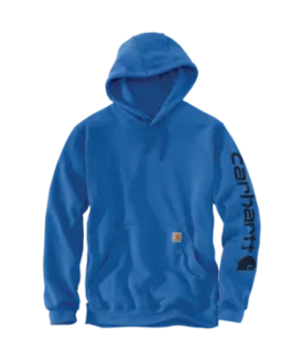 Carhartt Mens Beacon Blue Heather Loosefit Midweight Hoodie Sleeve Graphic