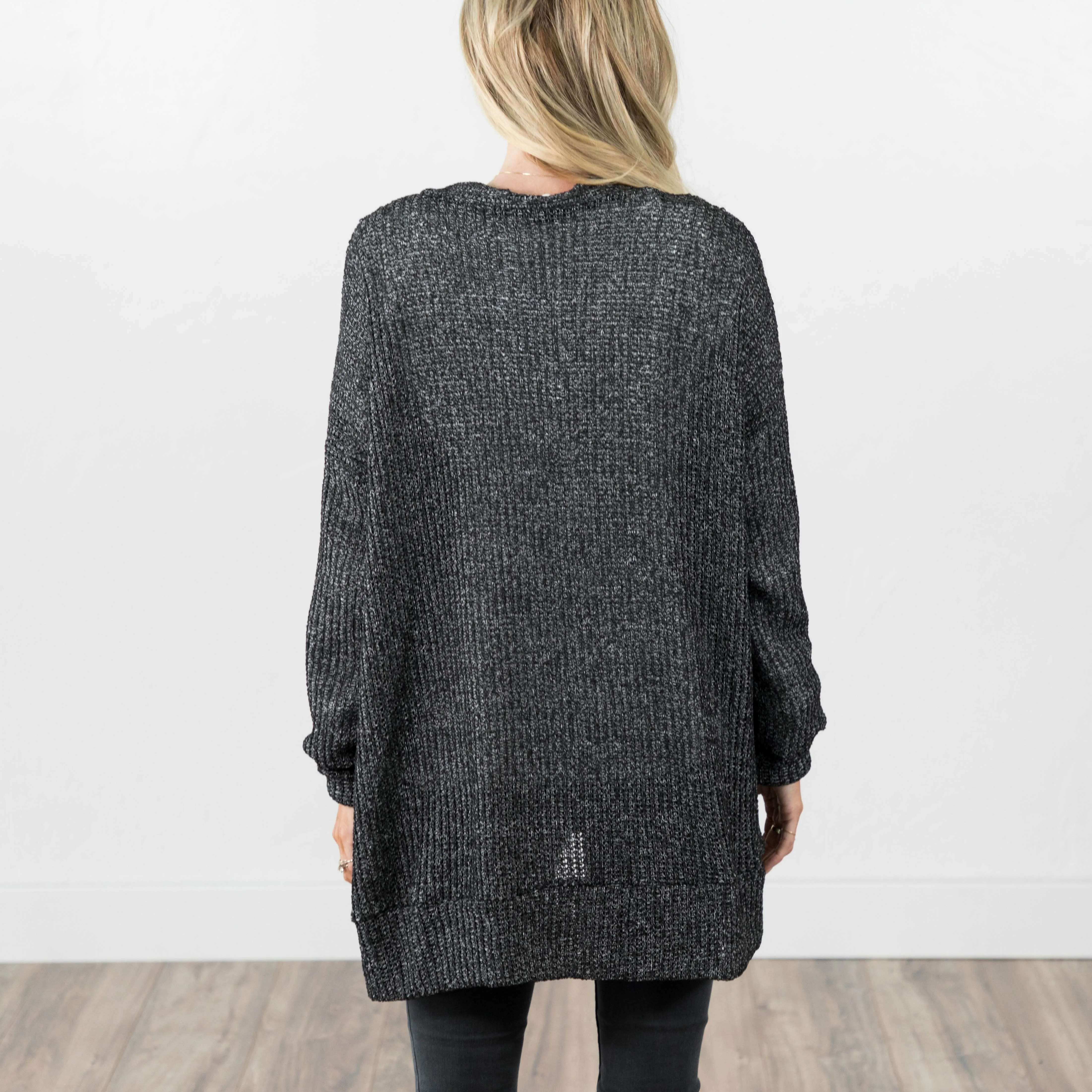 Chunky Knit Cardigan in Black