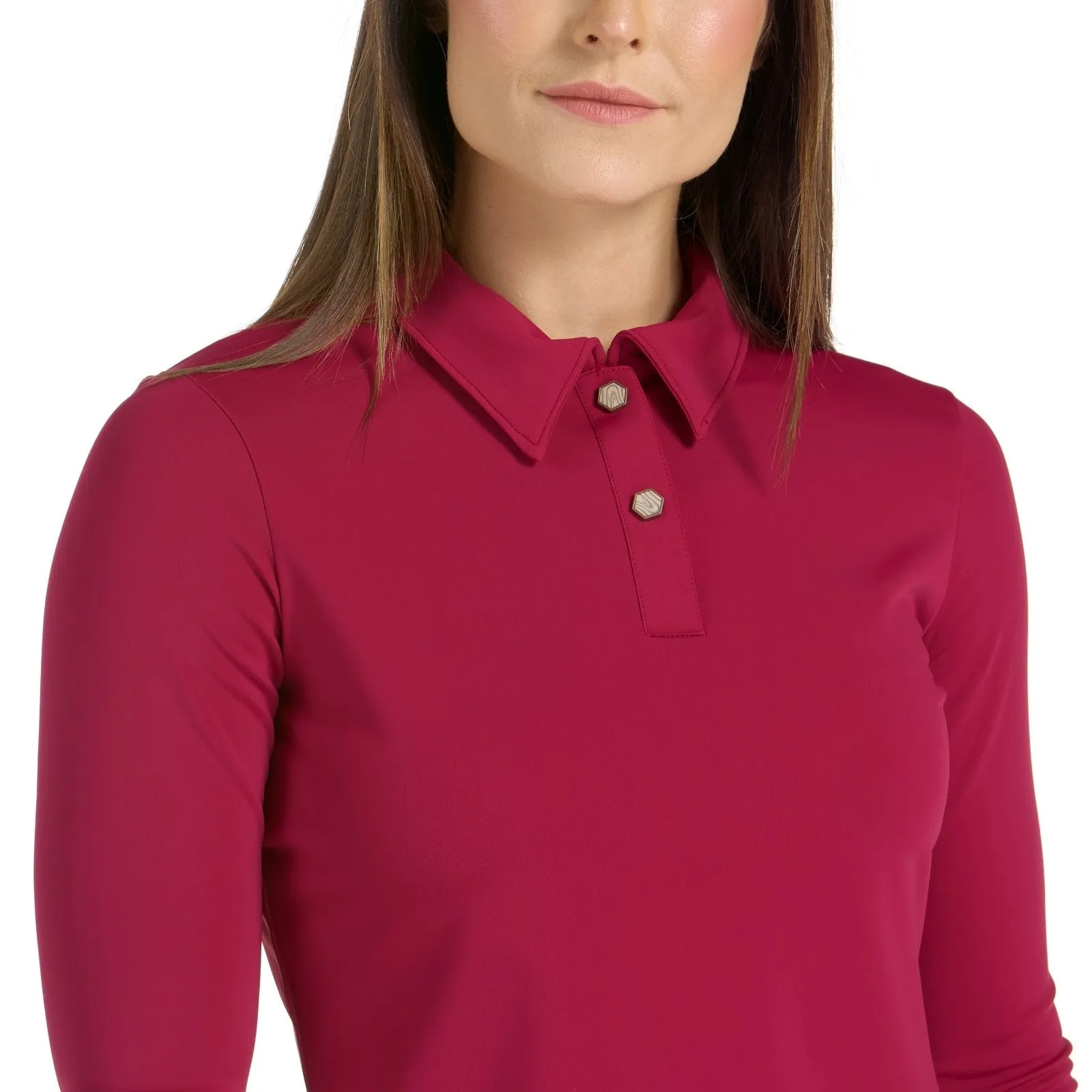 CLARA LONG SLEEVE CRIMSON GOLF SHIRT - FINAL SALE