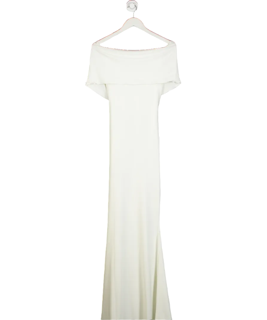 Club L White Bardot Wrap Neckline Maternity Maxi Dress UK 10