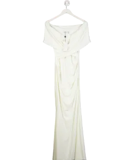 Club L White Bardot Wrap Neckline Maternity Maxi Dress UK 10