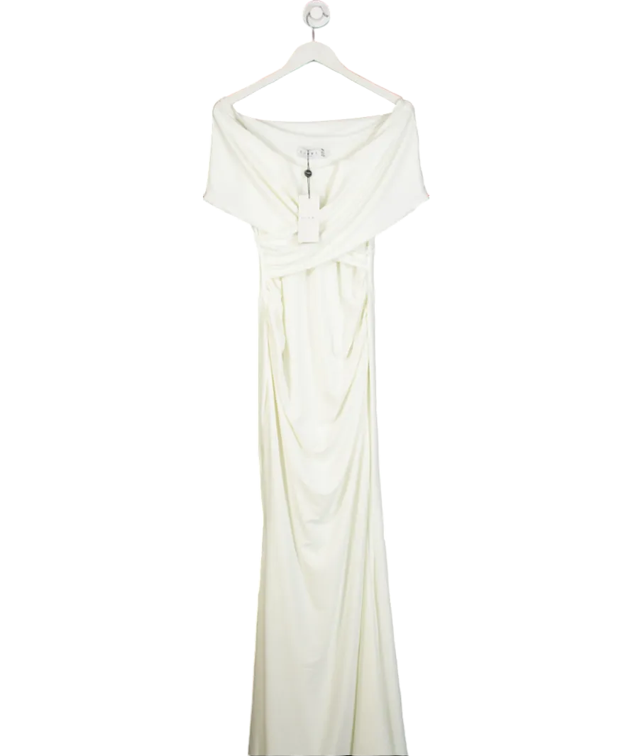 Club L White Bardot Wrap Neckline Maternity Maxi Dress UK 10