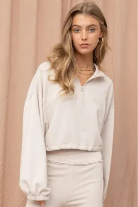 Darla Terry Sweater by Illa Illa –  Half-Zip Cropped & Cozy Sweater