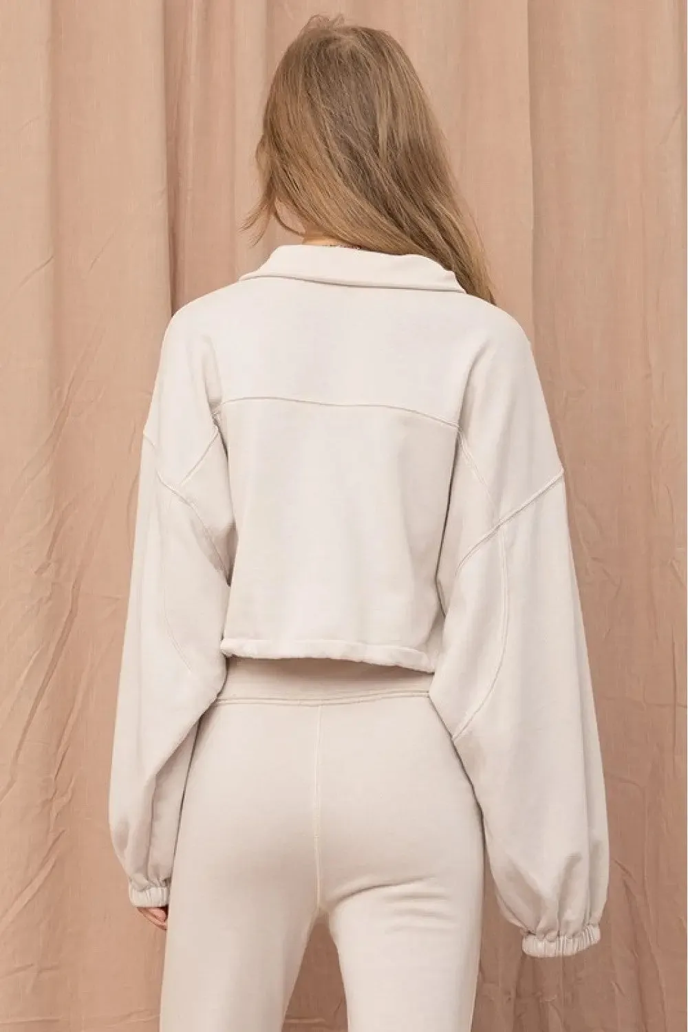 Darla Terry Sweater by Illa Illa –  Half-Zip Cropped & Cozy Sweater