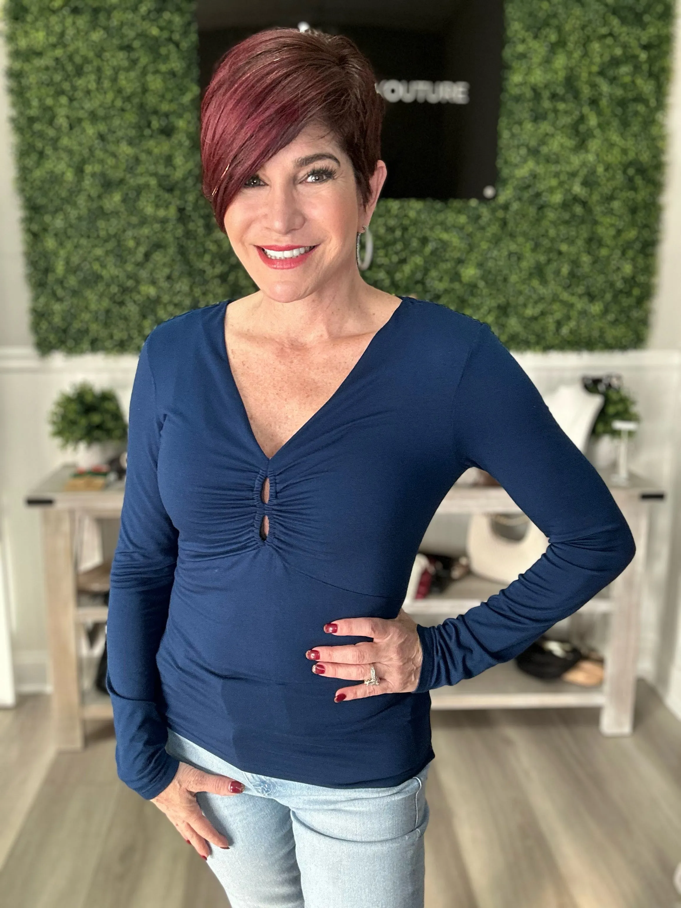 Double Keyhole Navy Top