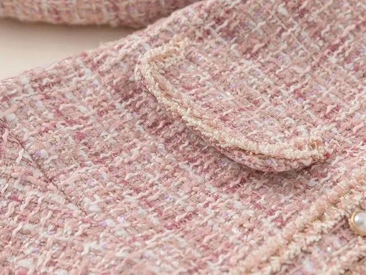 Elegant Winter Plush Tweed Dress