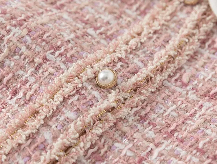 Elegant Winter Plush Tweed Dress
