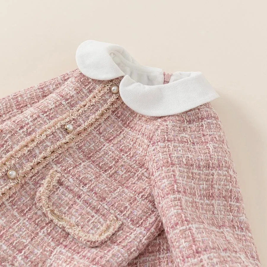 Elegant Winter Plush Tweed Dress