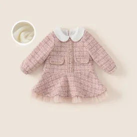Elegant Winter Plush Tweed Dress