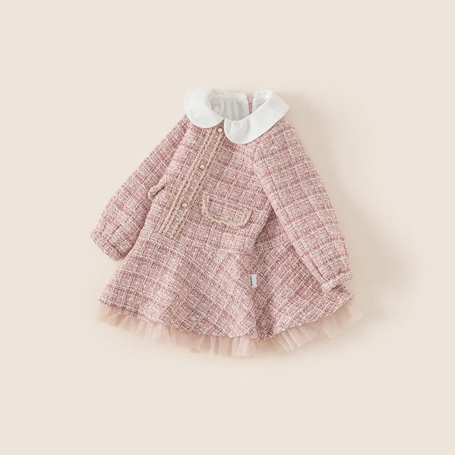 Elegant Winter Plush Tweed Dress