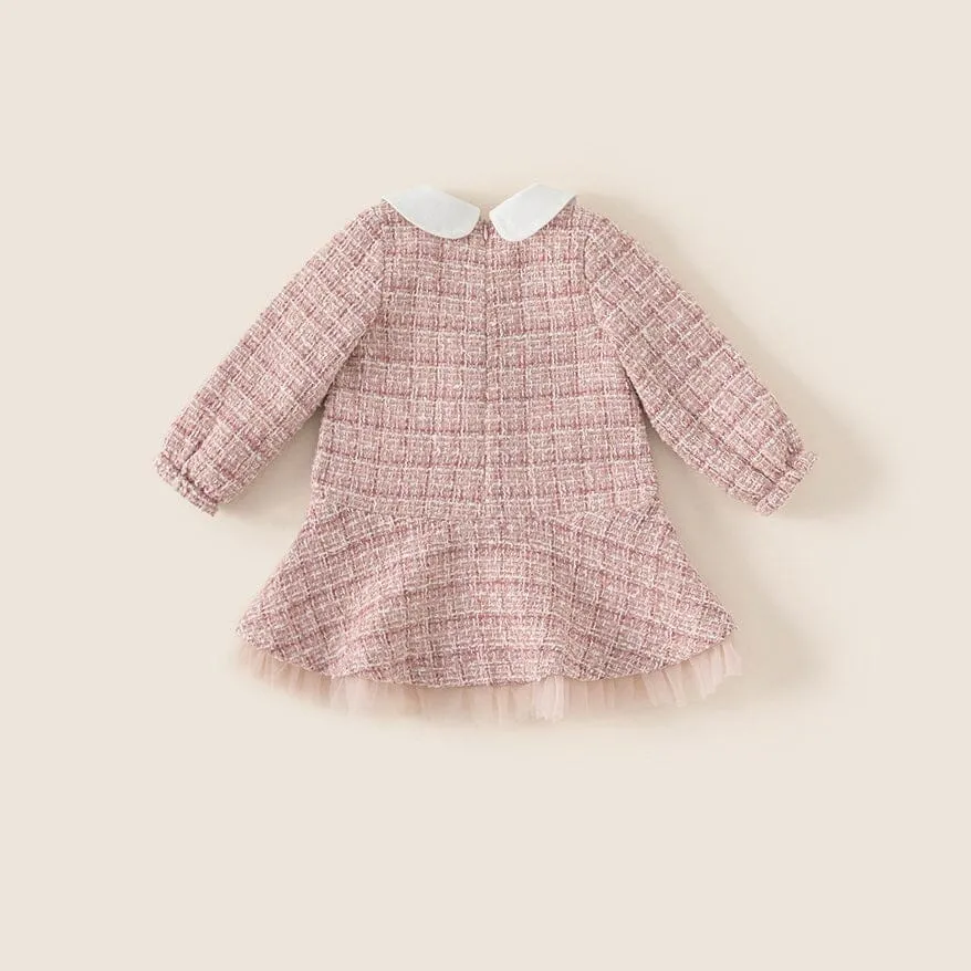 Elegant Winter Plush Tweed Dress