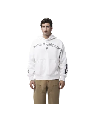 Fox Mens White Energy Face Oversized Fleece PO Hoodie