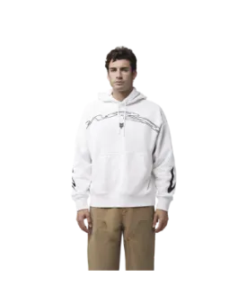 Fox Mens White Energy Face Oversized Fleece PO Hoodie