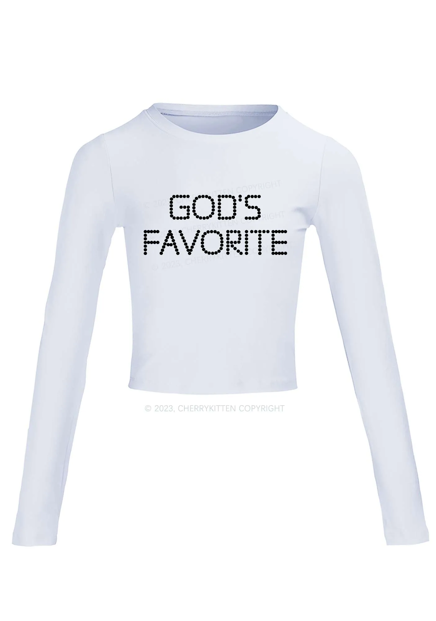 God's Favorite Long Sleeve Crop Top Cherrykitten