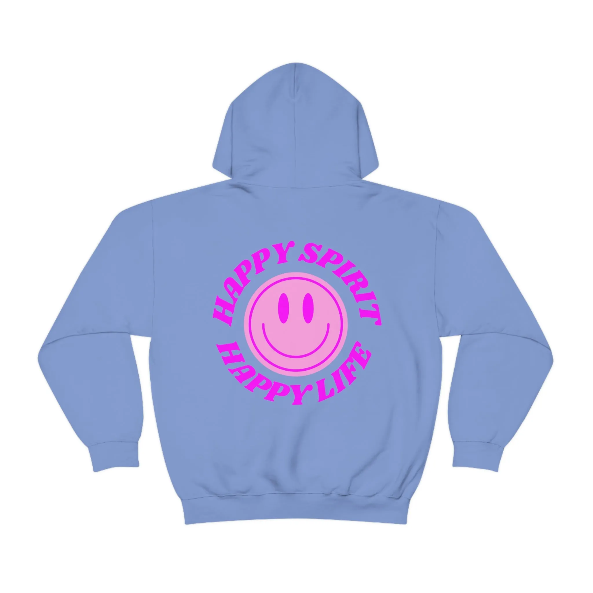Happy Spirit Happy Life Sweatshirt, Gildan Retro Font Hoodie, Oversized Hoodie, Back Print Trendy Sweatshirt, Beach Cover Up, Lake Cover Up