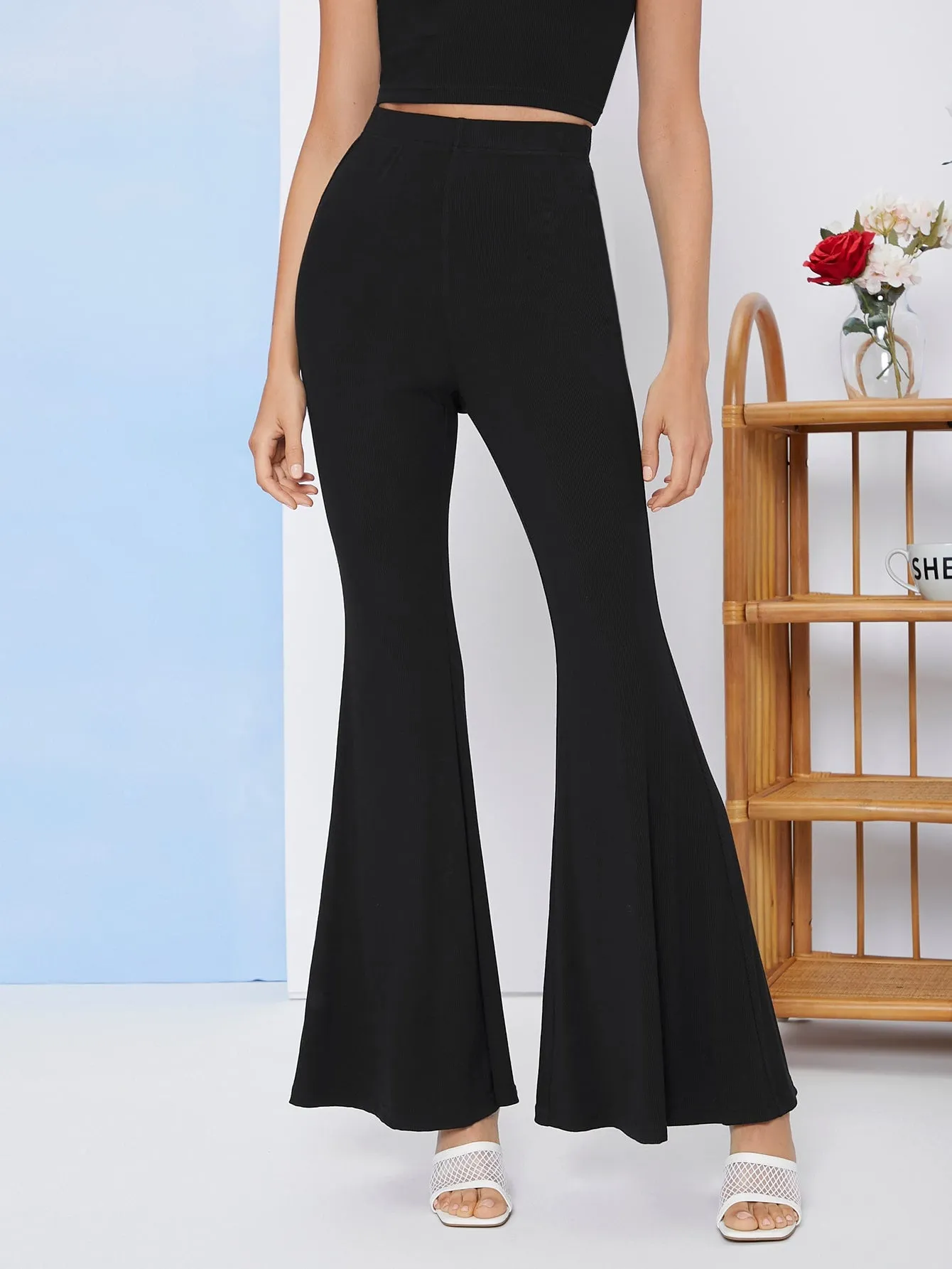 High Waist Flare Leg Pants