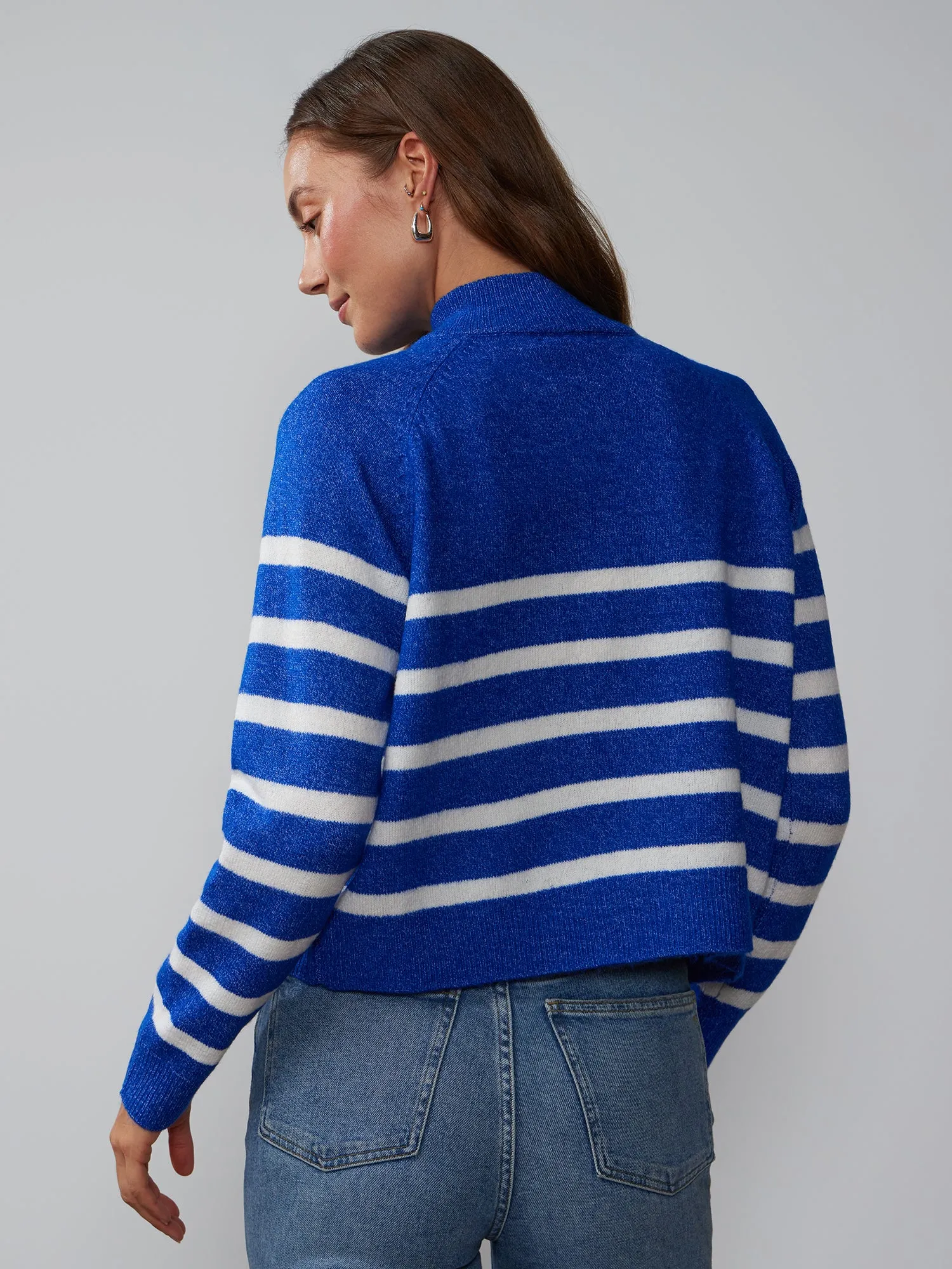 Long Sleeve Mock Neck Button Detail Sweater