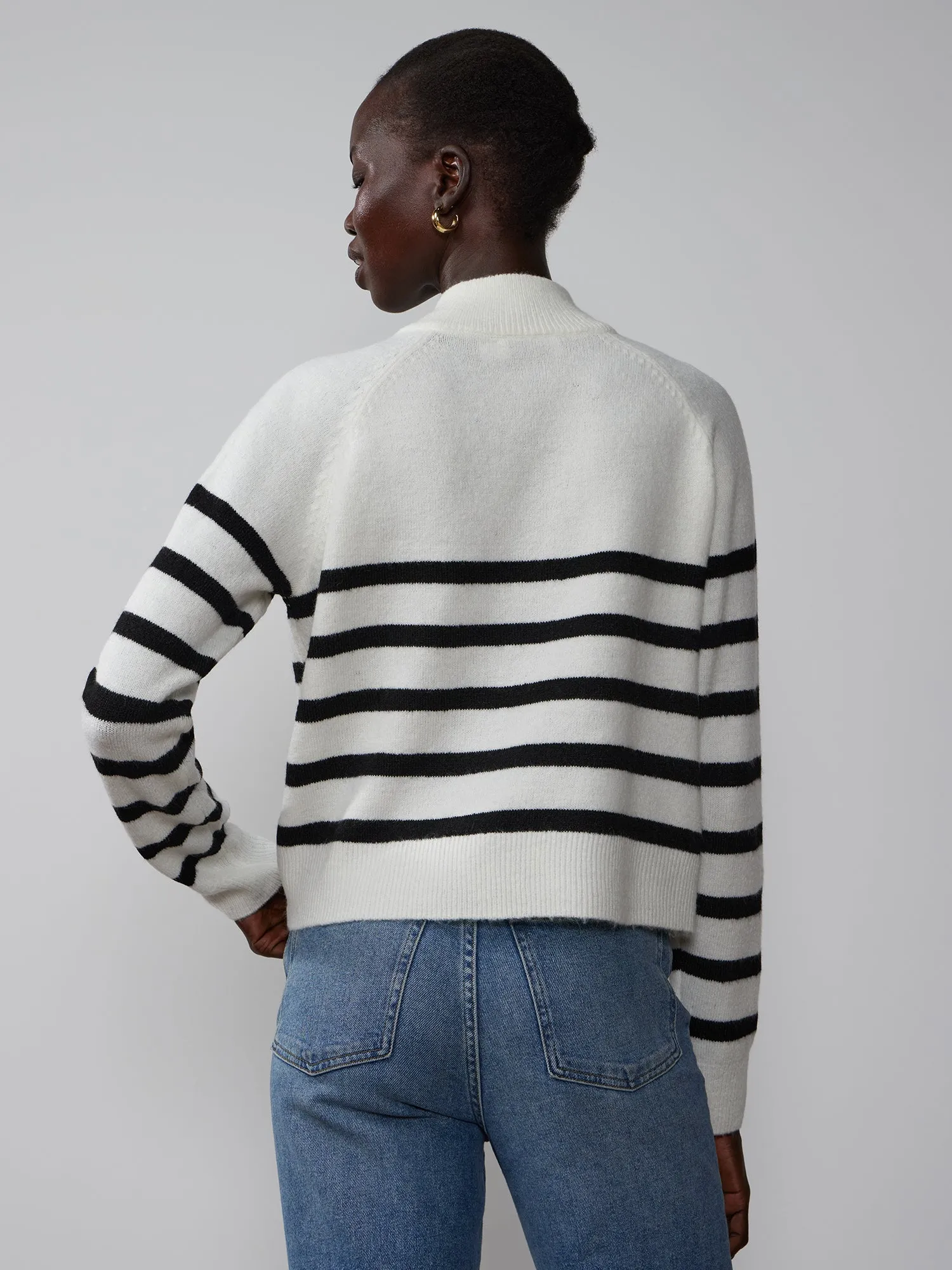 Long Sleeve Mock Neck Button Detail Sweater