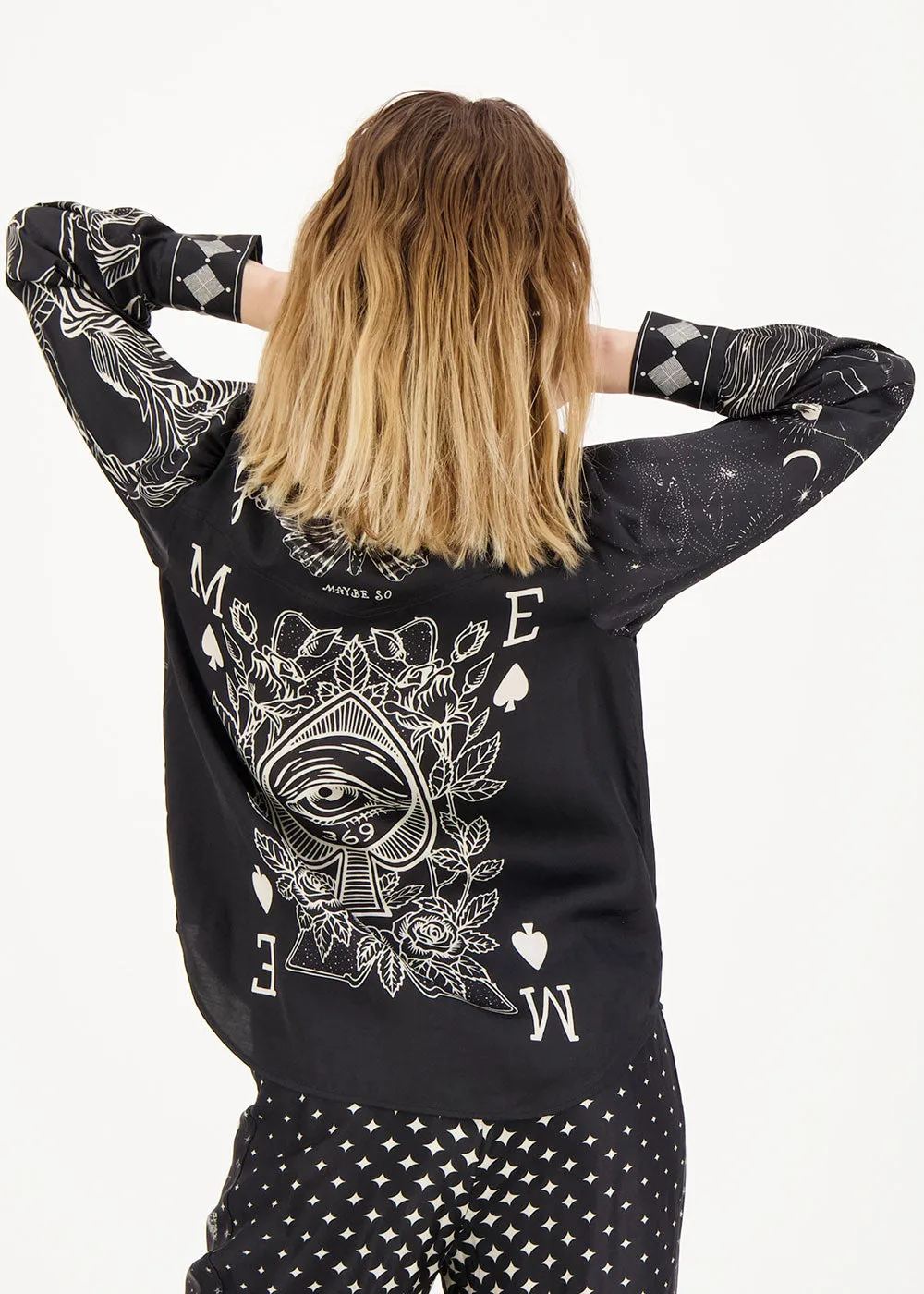ME369 Grace Cropped Shirt in Black Magic