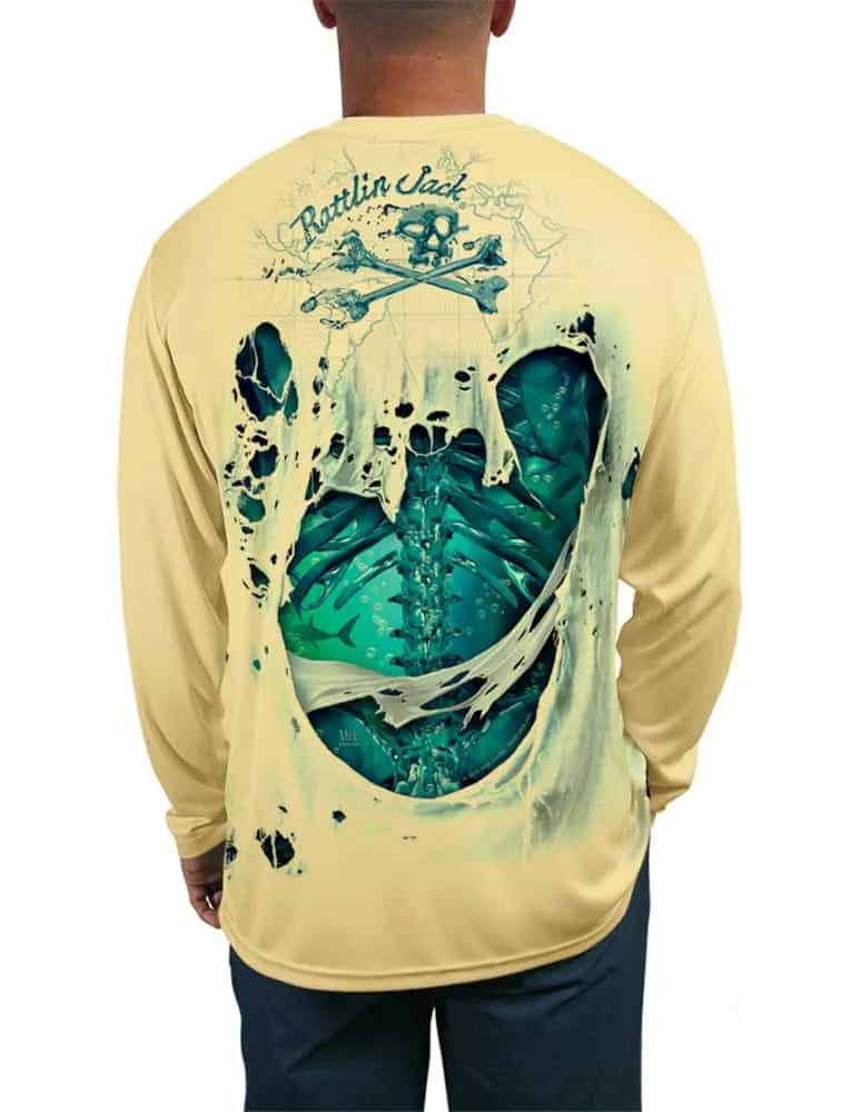 Men's Skeleton Water UPF 50 Fishing Shirt by Rattlin Jack | Long Sleeves with Quick Dry Fabric