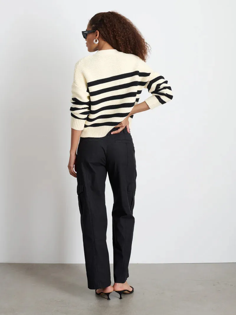 Nico Striped Cardigan- Ivory/Black