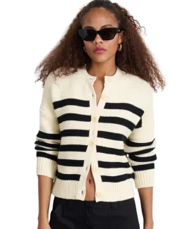 Nico Striped Cardigan- Ivory/Black
