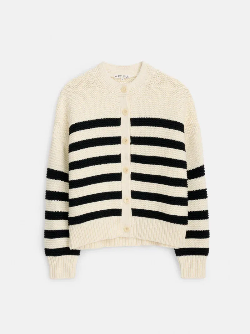 Nico Striped Cardigan- Ivory/Black