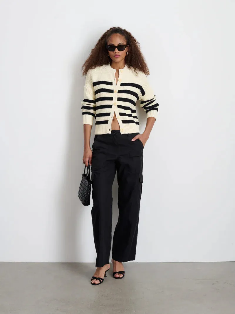 Nico Striped Cardigan- Ivory/Black