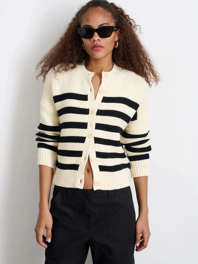 Nico Striped Cardigan- Ivory/Black