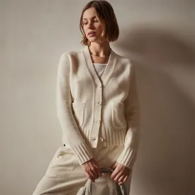 Shrunken Recycled Cashmere Cardigan - Ivory