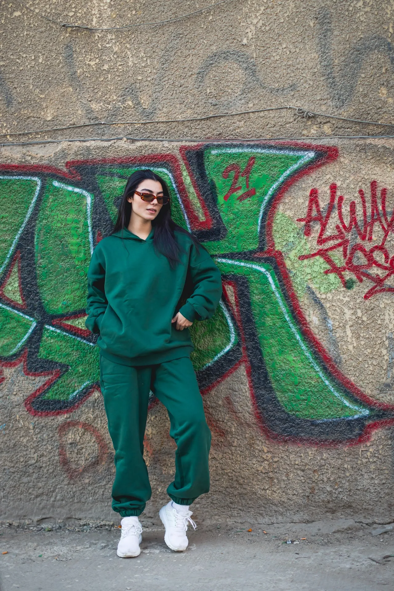 Snuggs oversized unisex hoodie set Dark Green