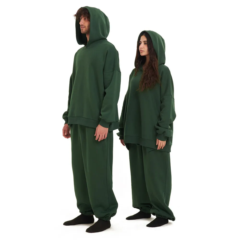 Snuggs oversized unisex hoodie set Dark Green