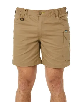 Stretch Cotton Elastic Waist Cargo Short - Khaki