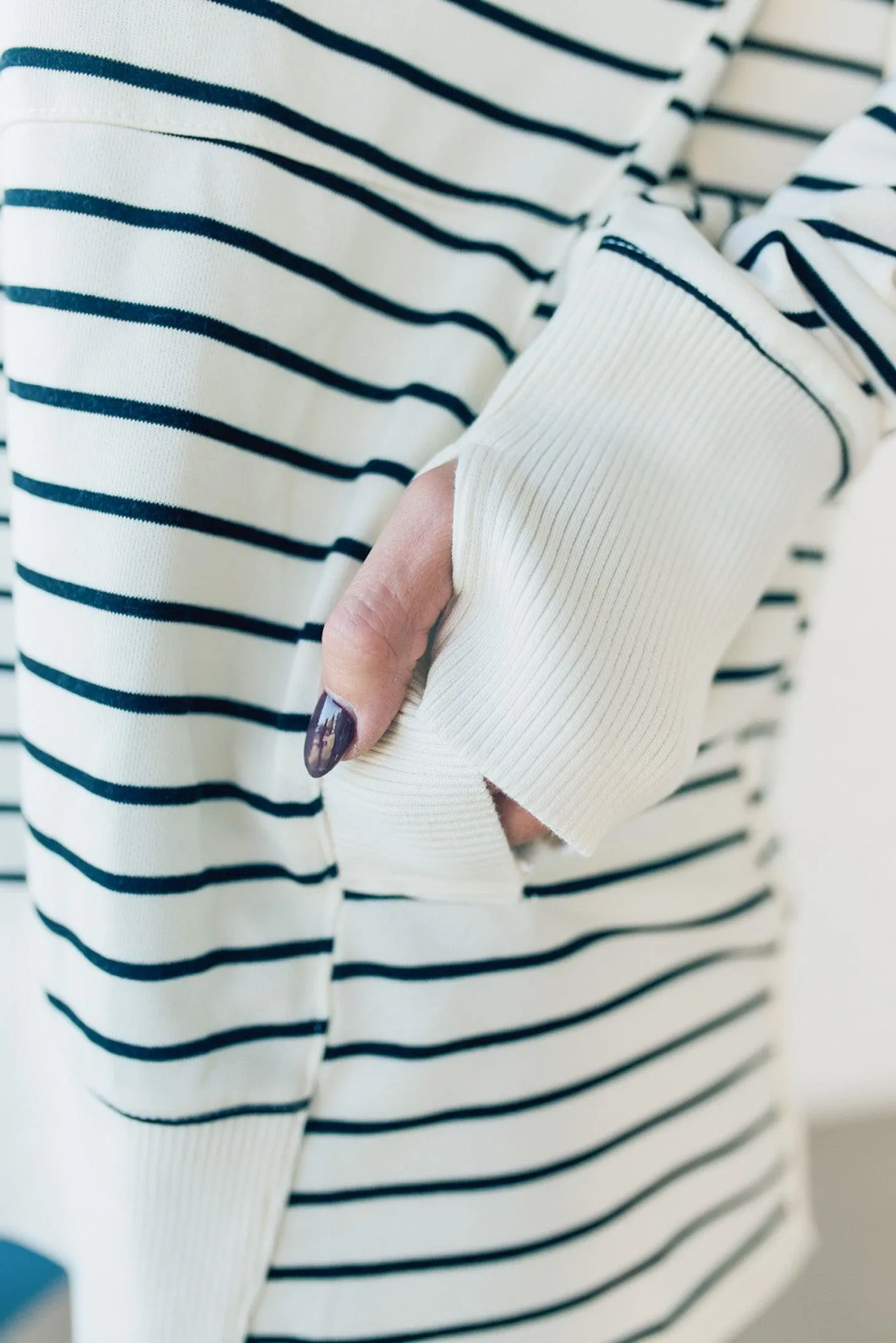 Striped Snap Front Lounge Hoodie