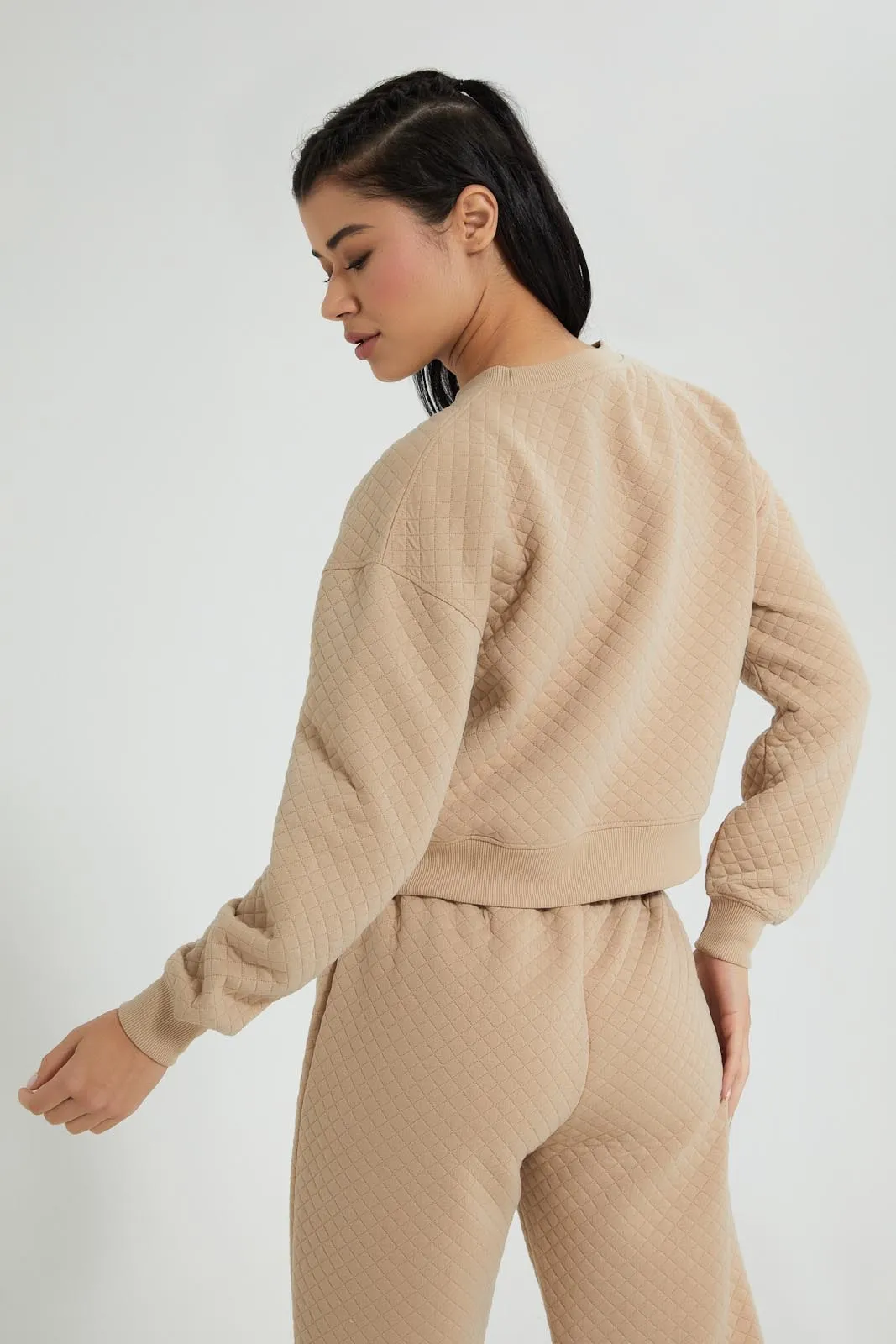 Tan Cropped Sweatshirt