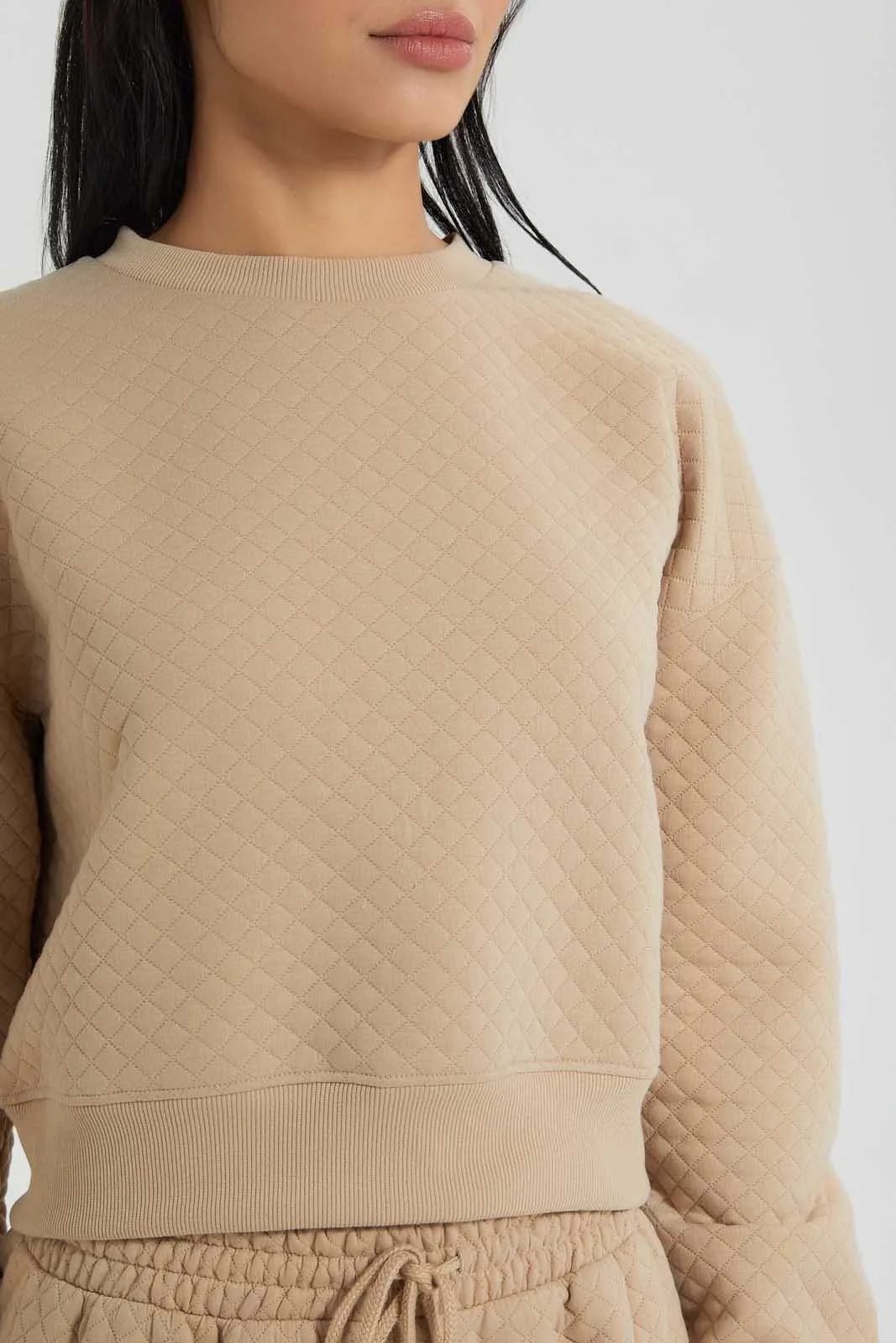 Tan Cropped Sweatshirt