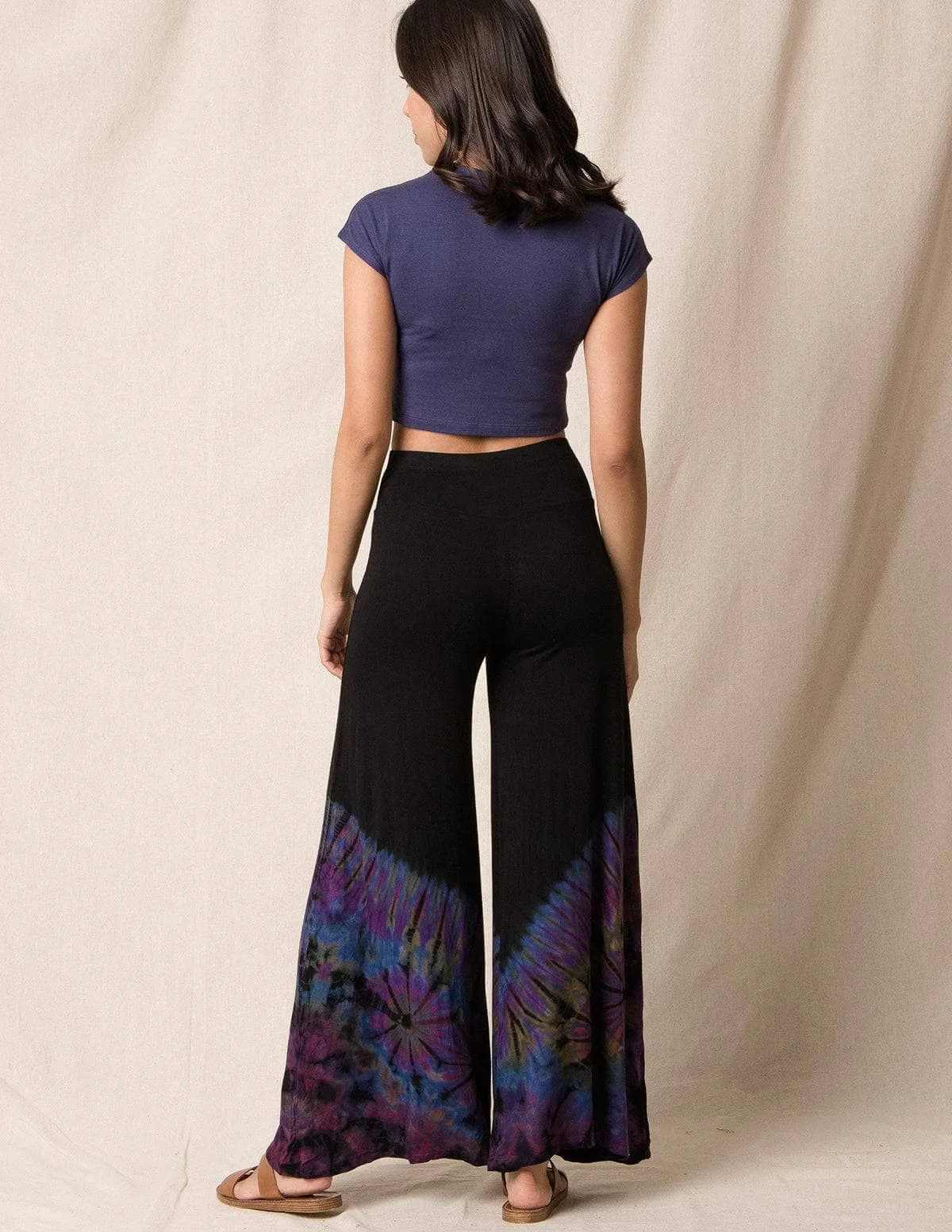 Tie-Dye Palazzo Pants - Blue