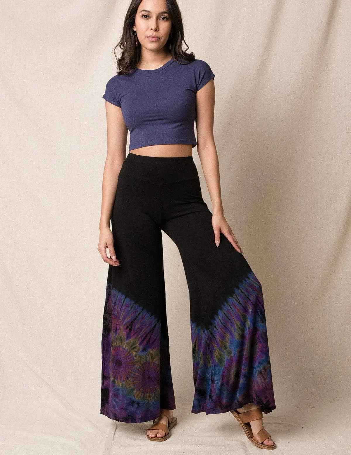 Tie-Dye Palazzo Pants - Blue