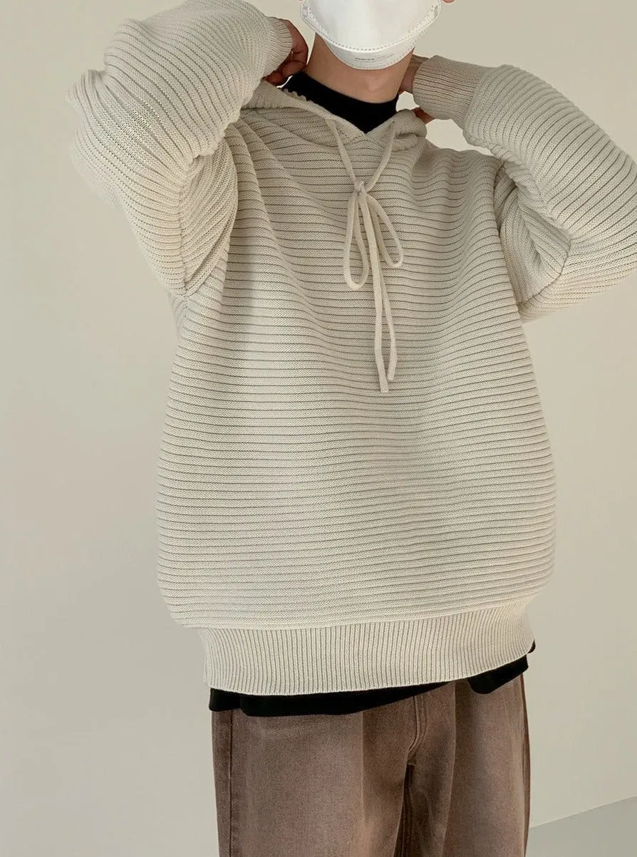 Zhou Drawstring Hoodie Striped Sweater