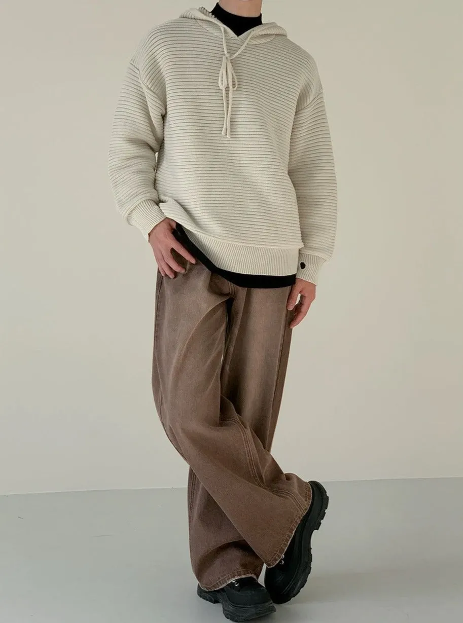 Zhou Drawstring Hoodie Striped Sweater