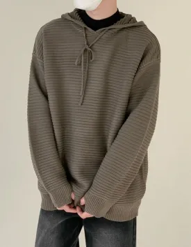 Zhou Drawstring Hoodie Striped Sweater